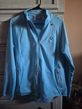 Puma BMW Athletics Women’s Light Blue Zip-Front Performance Jacket Larg